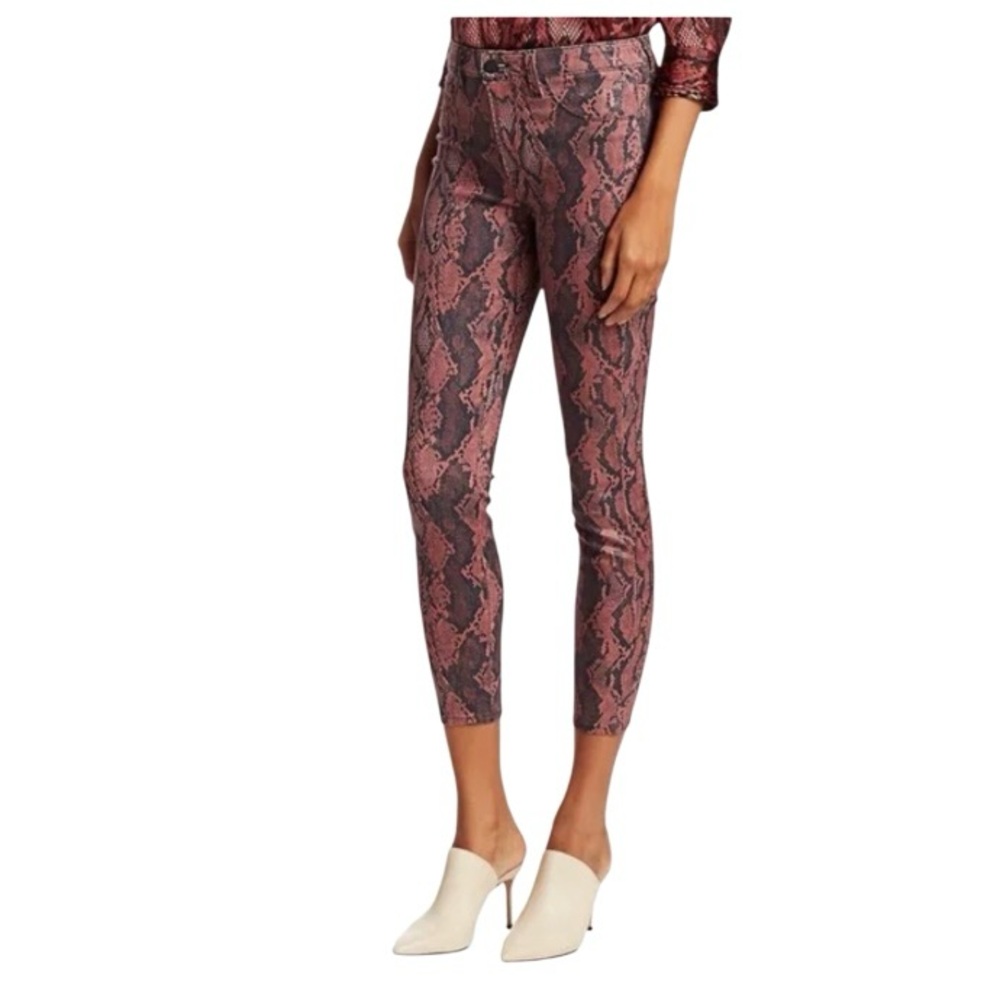 L’Agence Margot High Rise Coated Snakeskin Jeans